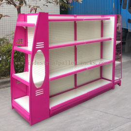 چند منظوره 4 سطح قفسه فلزی گودولان قفسه دو طرفه قفسه صورتی برای فروشگاه خرده فروشی