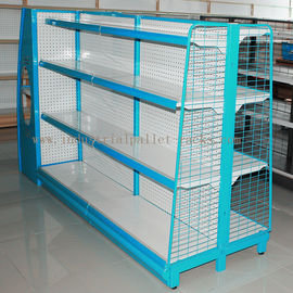 قفسه گاندولینگ آبی نور کار نمایش رک با سیم مش یا جانبی جانبی فلزی