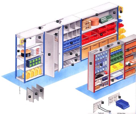 خرید قفسه بندی سبک ذخیره سازی قطعات کوچک صنعتی با گالوانیزه تمام شده تولید آنلاین